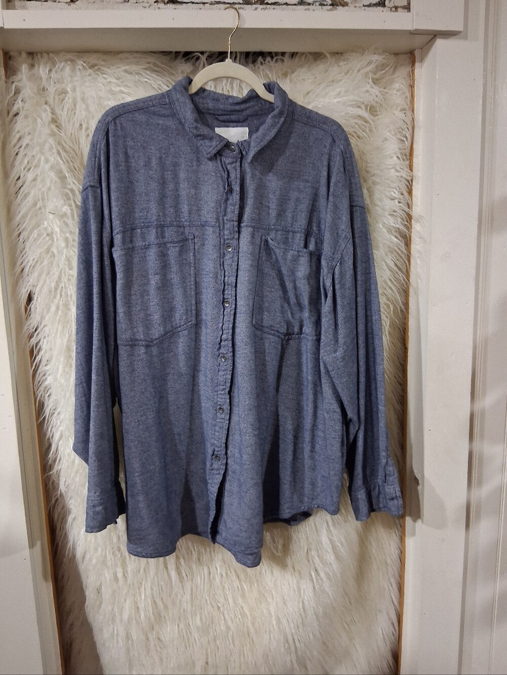 Relaxed Button-Up Shirt in Slate Blue